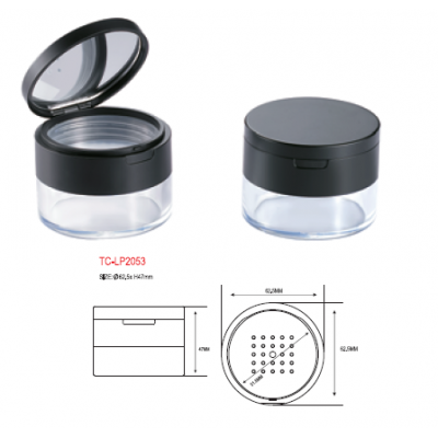 Cosmetic loose powder jar with sifter round transparent loose powder container