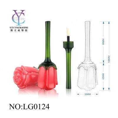 Cosmetic packaging private label custom pretty flower shape lipgloss tube brush applicator