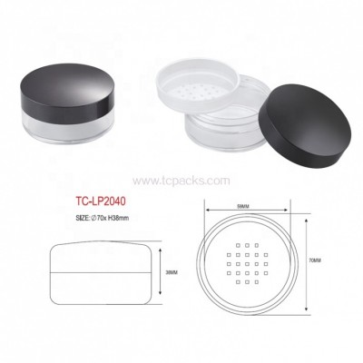 Make up cosmetic packaging empty round loose powder jar with sifter