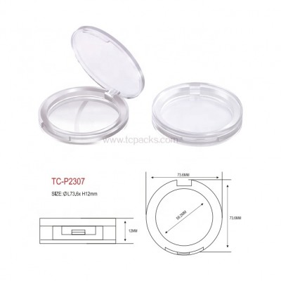 Cosmetic plastic packaging empty makeup round compact powder case container