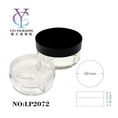 Wholesale cosmetic loose powder case 3 layers plastic loose powder jar with sifter