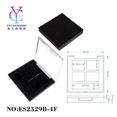 Cosmetic custom transparent cover 4 colors square plastic eyeshadow palette