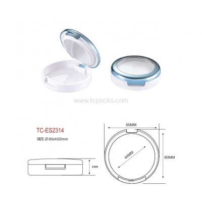 Cosmetic packaging empty makeup plastic mini round compact powder case with mirror