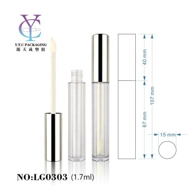 Cosmetic packaging empty lipgloss tube silver clear/transparent lipgloss tube